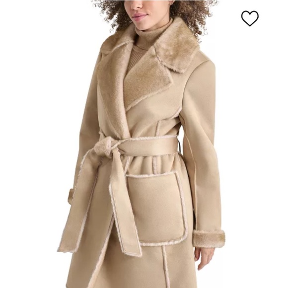 DKNY Belted Shearling Coat - Picture 5 of 12